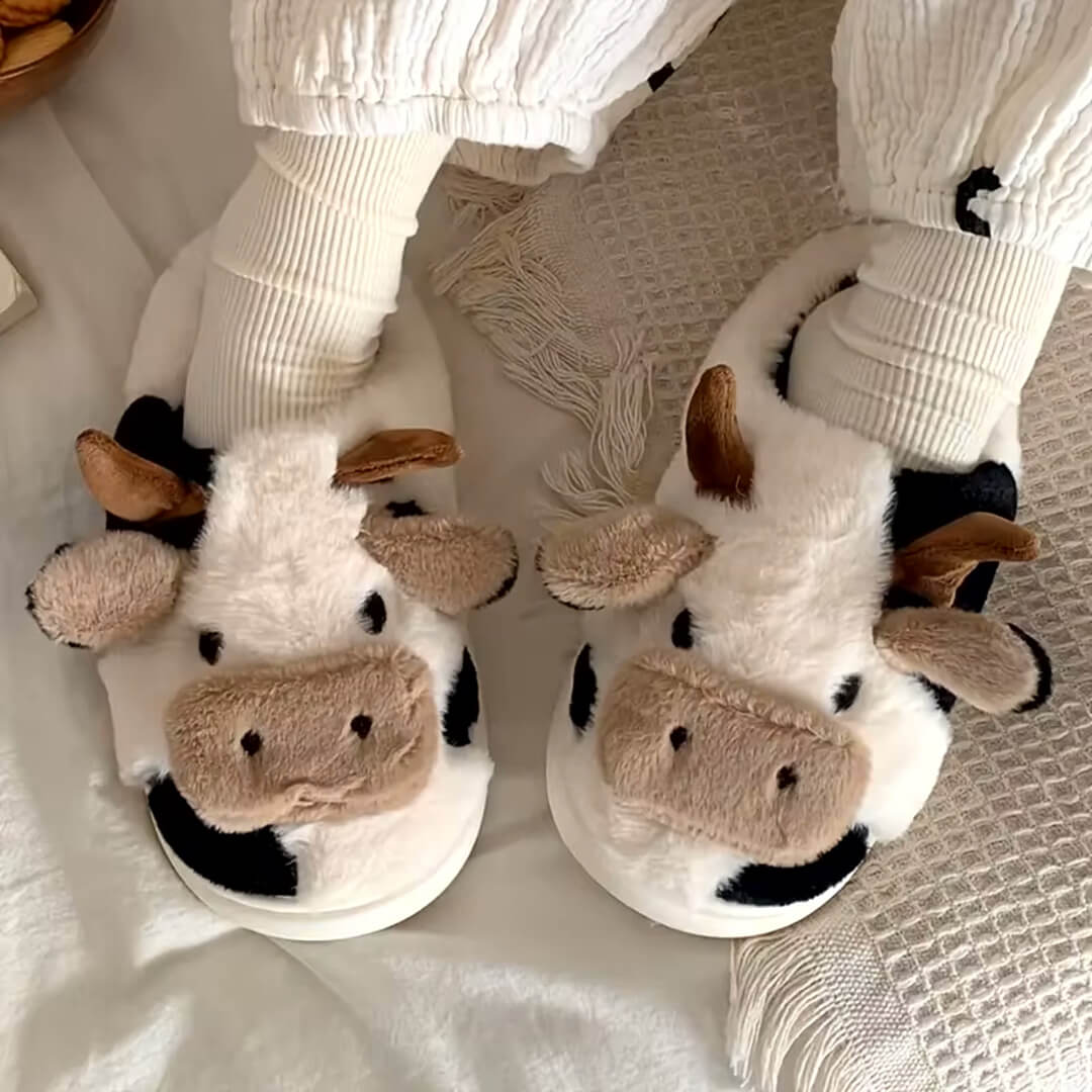 MooMallow™ Fluffy Cow Slippers