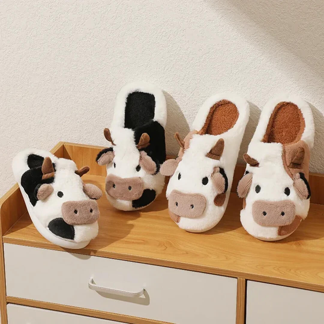 MooMallow™ Fluffy Cow Slippers
