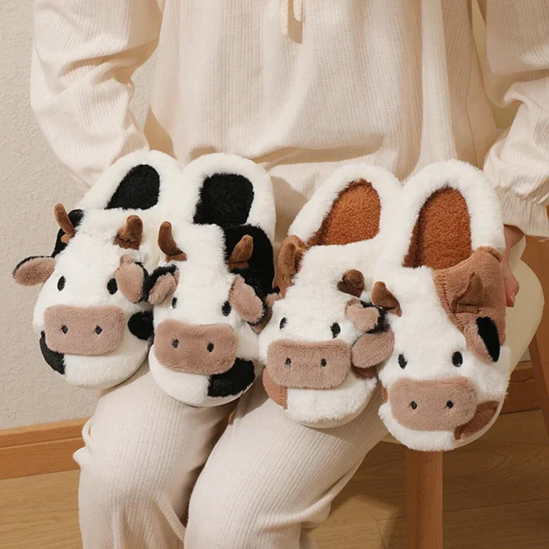 MooMallow™ Fluffy Cow Slippers
